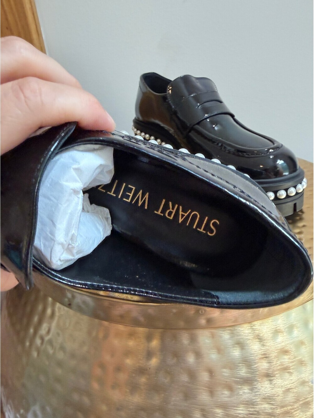 Soho Patent Pearly Penny Loafers Size 8 Black Patent Leather Chunky Loafers - Picture 11 of 15